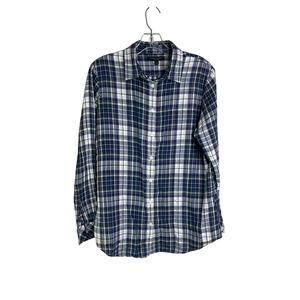 Banana Republic Flannel Shirt Womens L Soft Wash Plaid  Button Front Grunge 90s